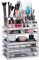 Relaxdays 1 x Kosmetikorganizer mit 6 Schubladen, 22 Fächer Make Up Organizer, Schmink-Aufbewahrung aus Acryl, transparent