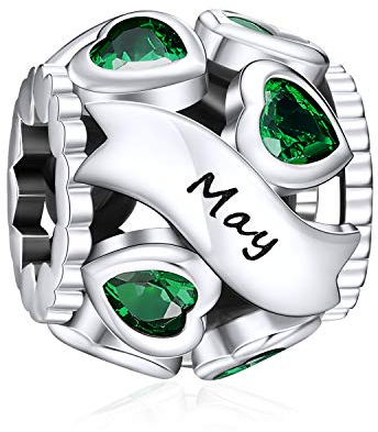 NINGAN Charms in argento 925 Maggio pietra natale perline adatto per braccialetti da donna regalo di giorno festivo