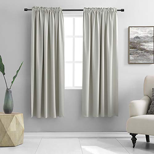 DONREN Light Gray Blackout Curtains Panels Room Darkening Thermal Insulated Drapes with Rod Pocket (52 Wide x 63 Long Each Panel, One Pair)
