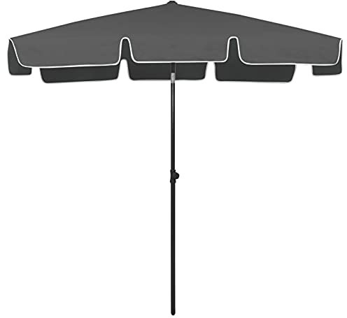 Tidyard Sombrilla de Playa Parasol Exterior Patio Jardín Terraza Marquesina Refugio Piscina Toldo contra Rayos Ultravioleta Gris Antracita 200x125 cm