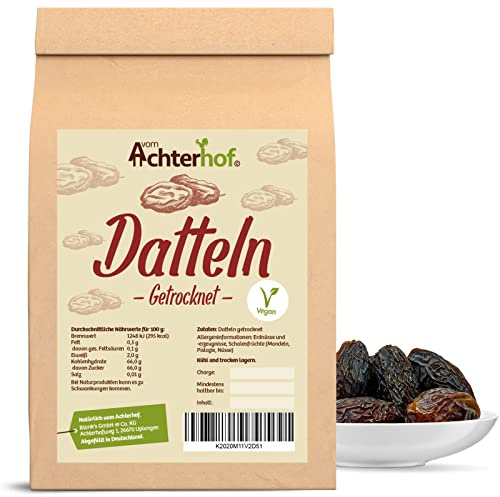 Medjool Datteln getrocknet 1000g | saftig und weich | süßer, karamellähnlicher Geschmack | getrocknete Medjooldatteln | Königsdattel | ideal als Dessert oder Snack für zwischendurch | vom Achterhof