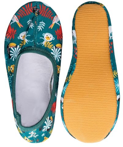 Siegertreppchen Gymnastikschuhe Stoff (Größe 28) Dschungel Turnschläppchen für Mädchen & Jungen - Ballettschuhe atmungsaktiv & rutschfest – Schläppchen – Ballerinas