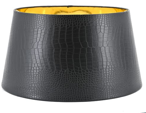 Großer Lampenschirm für Steh-und Hängeleuchten Kaiman Optik Kunstleder Schirm Schwarz Ø 50cm