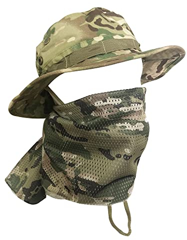 QMFIVE Taktische Boonie Hut Schal Unisex Camouflage Abgerundete Hut Fischer für Tactical Airsoft Paintball Aufstieg Camping (A-MC, 1)