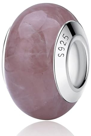 Nbsameng Perles en Pierre naturelle, Charms pour Bracelets et Chaînes pour Femme, Charm en Argent à 925, Breloques Compatibles Pandora, Gnoce et Trollbeads,Couleur de la pâte de haricot