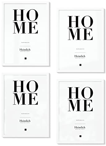 Heimlich® Bilderrahmen Collage 4x DIN A4 Holz Weiss | Bilderrahmen 21 x 29,7 cm (8.3 x 11.7 in) Weiss mit bruchsicherem Acrylglas | Bilderrahmen Set Holz A4 (4 STK.)