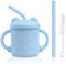 Vicloon Tasse D'apprentissage Bébé,150ML Gobelet Bébé Apprentissage Pour Bébé 100% Silicone,avec Paille 3 en 1 pour Bébé 6 Mois et Plus,Poignées Ergonomiques Faciles à Saisir
