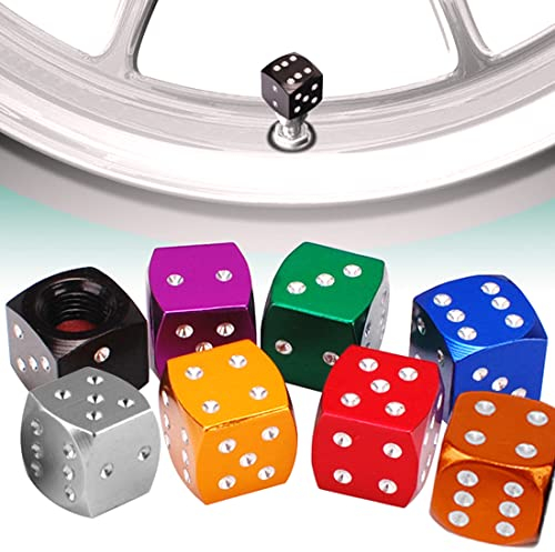 REQAG 8 Stück Auto Ventilkappen Würfel Abdeckung Autoventil Schraderventil Metall Kappen Aluminiumlegierung Ventilkappen Würfel Stil Reifen für Auto Motorrad Fahrrad 8 Farben