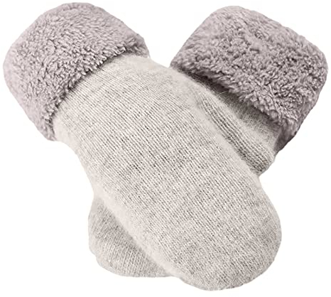 Thermohandschuhe für Damen, Winterhandschuhe, warme Handschuhe, mit Fleece gefütterte Strickhandschuhe, elastische Bündchen, gestrickte, warm gefütterte Handschuhe Winterhandschuhe für (A, One Size)
