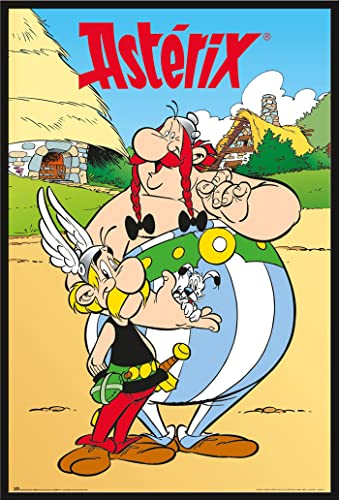 empireposter Asterix und Obelix - Gallisches Dorf - Poster Druck 61x91,5 cm + Wechselrahmen, Shinsuke® Maxi Kunststoff schwarz, Acryl-Scheibe