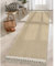 Lahome Boho-Teppich für Flur, waschbar, für Schlafzimmer, gewebte Baumwolle, mit Quasten, Bauernhaus-Badematte, fusselfrei, Teppichläufer für Wäsche, Keller, Khaki