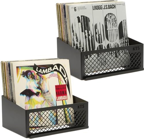 Keep Them Spinning - 2er-Set Now Playing Vinyl Stand Schwarz | Plattenregal Wand & Tisch | Vinyl Box | LP Box Aufbewahrung aus Kohlenstoffstahl | Wandhalterung für 100 LPs
