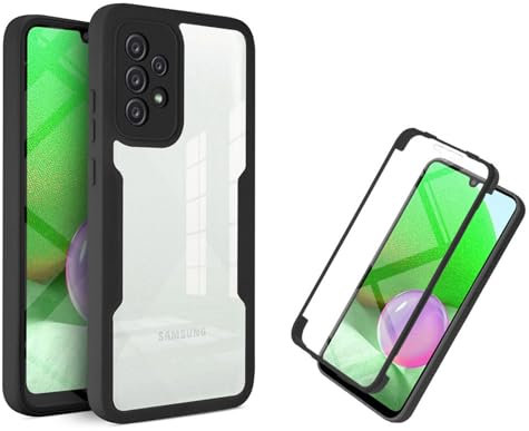 360 Grad Hülle Kompatibel mit Samsung Galaxy A52 | Handyhülle mit eingebautem Displayschutz für Galaxy A52 | Schwarz