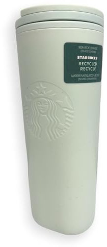 Starbucks Bicchiere in plastica riciclata con logo sirena goffrato, bianco, 470 ml