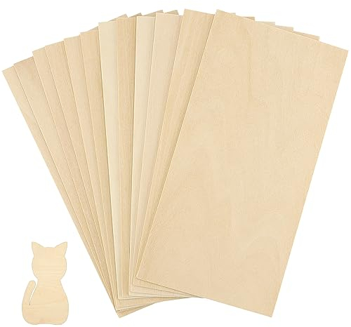 CHEUKYIU Lot de 12 panneaux de bois de balsa - 100 x 200 x 1,5 mm - Contreplaqué brut - Pour projets de bricolage, modélisme, architecture