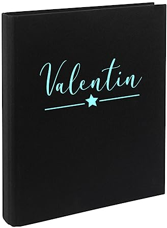 minimutz Zeugnismappe Kinder mit Namen personalisiert | Dokumentenmappe Stern für Mädchen Jungen | Zeugnisordner Leinen zum Einsortieren von Urkunden (Schwarz)