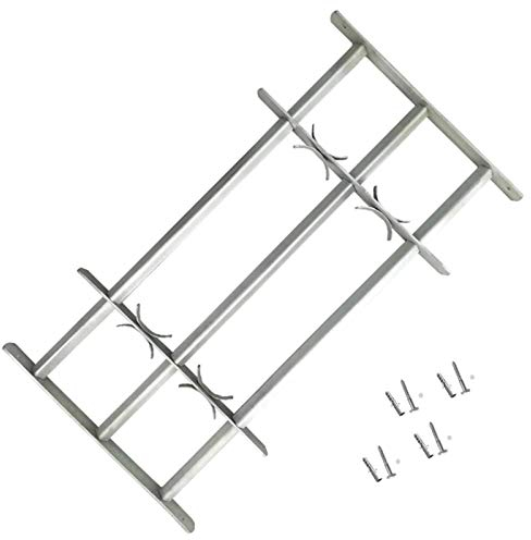 Homgoday Grille de fenêtre réglable avec vis de sécurité extensible pour la protection anti-effraction avec 3 barres transversales 1000-1500 mm