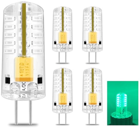 TZHILAN G4 LED Lampe AC/DC 12V 2.5W Grün, ersetzt 20W Halogenlampe | für Stimmungsbeleuchtung und Landschaftsbeleuchtung, 5er Pack