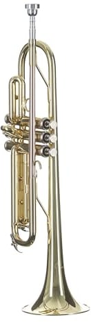 Monzani MZTR-113A Bb-Trompete, Messing Schallbecher, Edelstahl Ventile, Goldlack Finish, inklusive Mundstück und Koffer, Ideal für Einsteiger, Marschkapellen