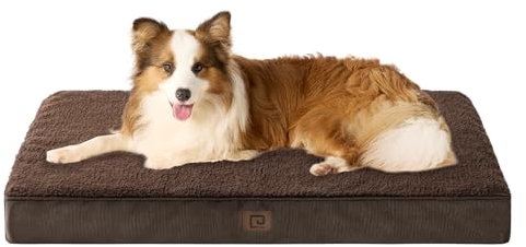 EHEYCIGA Orthopädisches Hundebett Grosse Hunde XL 104x68x9cm, Hundekissen Waschbar Flauschig, Hundematte Hundematratze für Kiste, Braun