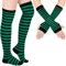 Blulu Arm Warmers Leg Warmers for Women Girls Striped Thigh High Socks Fingerless Gloves Striped Stockings