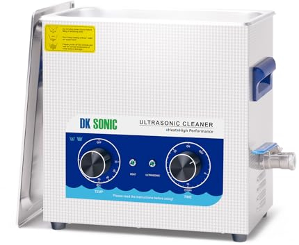 DK SONIC Nettoyeur à Ultrasons, Nettoyeur à Ultrasons 180W 6L Avec Chauffage Et Minuterie Mécanique Pour Le Nettoyage Du Pistolet, Du Moteur, Des Carburateurs, Des Chaînes (Panier Inclus)