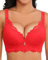 Svmer Push Up Lace Bra for Women Underwire Plus Size Comfortable Brassiere Red 40DD