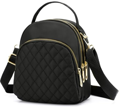 Damen Rucksack Klein, Diebstahlsicherer Taschen Handtasche Schultertasche, Mädchen Elegant Canvas Rucksackhandtaschen Frauen City Sicherheitsrucksack, Damenrucksack mit Vielen Fächern Schwarz