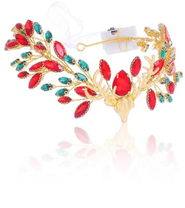 IYOU Couronne Cerf Lumineuse Bandeau Fée Noël Cristal Rouge Serre-têtes Strass Costume Noel Accessoires de cheveux pour Femmes