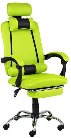Totò Piccinni Sedia Ufficio BETA Gaming Ergonomica Reclinabile Girevole con cuscini e poggiapiedi con rotelle e poggiatesta (Beta Verde)