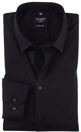 OLYMP Herren Oberhemd Langarm No. Six,Einfarbig,super Slim,Urban Kent,schwarz 68,44