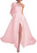 Une épaule dentelle appliques robes de bal à manches longues robes de mariée satin une ligne princesse robe de bal WSX468, rose, 38