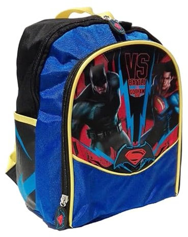 PRESTIGE & DELUXE Rucksack Kindergarten Batman Vs Super Man Battle for Gotham City by Panini + Schlüsselanhänger Pfeife, Blau, Himmelblau, 11
