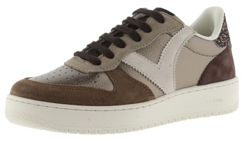 victoria Low-Top Madrid Metallic-Leder-Effekt & Spaltlederteile & Glitter-Ferse 1258257 für Damen Platino 39