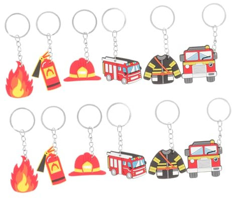 Vaguelly 12St Partygeschenke für Feuerwehrleute geschenke feuerwehrmann Feuerwehrauto Schlüsselanhänger inspirierende Schlüsselanhänger-Dekor dekoration Hüte Taschenanhänger Taschendekor
