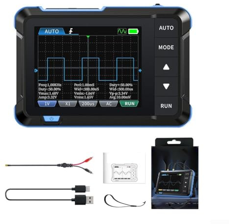 Emiif DSO153 Upgraded Portable Handheld Digital Oscilloscope 1MHz Bandwidth, 5MS/s High Sampling Rate For 220V Mains Detection, Switching Power Supply Detection, Pulse Signal Detection(A)