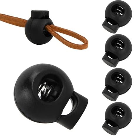 10 Stück Kordelstopper 1 Loch, Kordelklemme Rund, Gummikordel Stopper, Schnurstopper Kordel, Federschnurschlösser, Kordelstopper Kunststoff, Kordelklemme Schwarz für Rucksack, Jacke, Sportkleidung