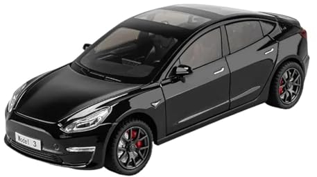 EMRGAZQD Motorfahrzeuge Replika Auto 1:24 Für Tesla Model 3 Maßstab Druckgussautomodell Reibungsbetriebenes Modellauto Erwachsene Souvenir-Sammlung Originalgetreue Nachbildung (Color : Black)