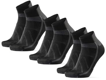 DANISH ENDURANCE Kurze Fahrrad Socken, Sommer Rennrad Socken, Gepolstert, Unisex, für Herren & Damen, 3 Paar, Schwarz, 48-51