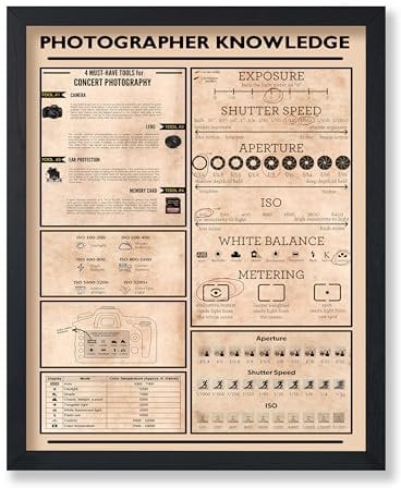 Poster Master Photographer Knowledge Poster - Photography Chart Print - Infographic Art - Camera Art - Educational Art - Typography Art - Great Studio or Living Room Decor - 8x10 UNFRAMED Wall Art