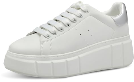 Tamaris Damen Klassische Ballerinas, Frauen Flats,Comfort Lining,TOUCHit-Fußbett,Slip-ons,klassisch elegant,Ballerinen,White/Silver,39 EU
