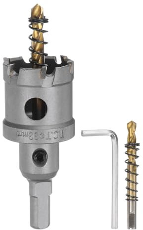 sourcing map Carbide Hole Saw Kit 33mm (1-19/64) Metal Hole Cutter Set with 2pcs Center Drill Bits Springs 1pcs Wrench for Stainless Steel Copper Iron Aluminum