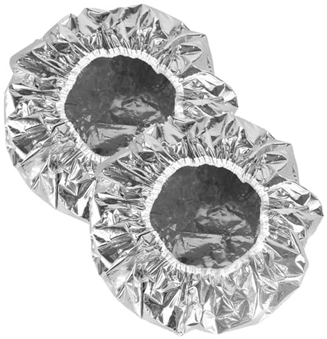 LilaLemon 2 Pcs Aluminum Foil Heat Cap for Deep Conditioning, Heated Shower Hair Cap for Hot Oil, Hair Treatment Processing Caps for Hair Dye,Tin Foil Hat Cap for Home Salon Use