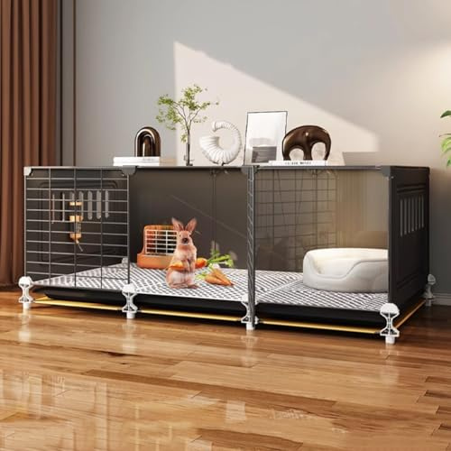 YLEPHNE Kaninchenkäfig Meerschweinchen Gehege mit Tablett und Urinschutz, Laufstall für Kleintiere für Meerschweinchen/Kaninchen/Hamster/Chinchillas(106x46x48cm)