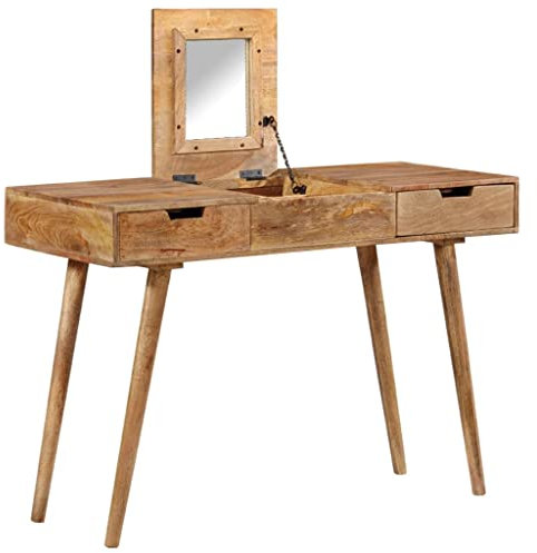 SQMGFA Wohnartikel, Frisiertisch 112x45x76 cm Massivholz Mango, Frisiertisch