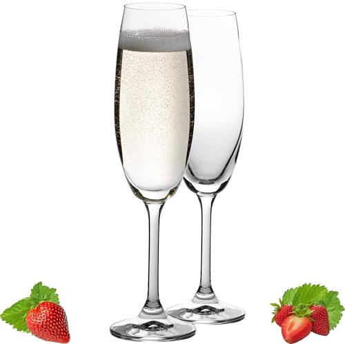PLATINUX Sektgläser 170ml (max. 200ml) Sektkelche aus Crystalline Glas Proseccogläser Set 2-Teilig Spülmaschinenfest