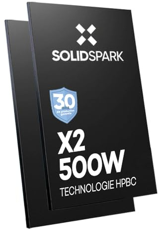 SOLIDSPARK Panneaux Solaires HPBC 500W Ultra Black Bi-verre Cellules 182mm | 126 cellules 182mm | Bi-verre anti-corrosion | Grêle ≤25mm | -40°C à +85°C | IEC61215 IEC61730 | Garantie 30 ans