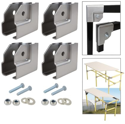 FLUXI-TECH Support L tube carré 20x20mm, 4 kits avec boulons