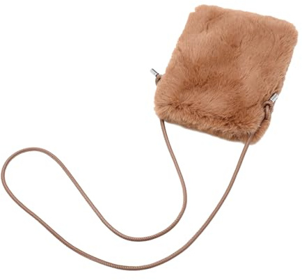 TEMPNAP Damen Fell Umhängetasche für Handy Weiche Leichte Cellphone Bag mit Feiner Verarbeitung Kompakte Storage Bag für Schule Freizeit Shopping und Outdoor Aktivitäten Modische