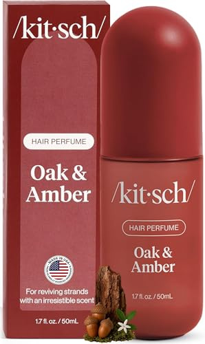 Kitsch Hair Perfume for Women 50ml, Hair Spray & Body Mist – Oak & Amber | Clean, Deodorizing & Patented Odor-Eliminating Technology – Freshen Hair, Body & Pillows